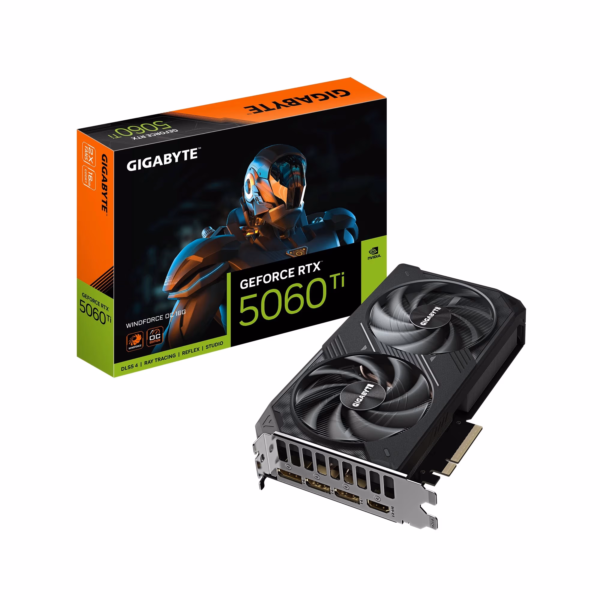 Видеокарта GIGABYTE GeForce RTX 5060 Ti WINDFORCE OC 16G / 16GB / GDDR7 / 128bit