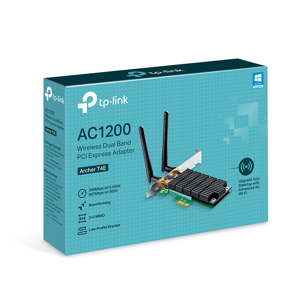 TP-LINK Archer T4E  AC1200 Wireless Dual Band PCI Express Adapter, 867Mbps on 5GHz + 300Mpbs on 2.4GHz, 802.11a/b/g/n/ac, 2 Dual Band detachable аntennas photo 3