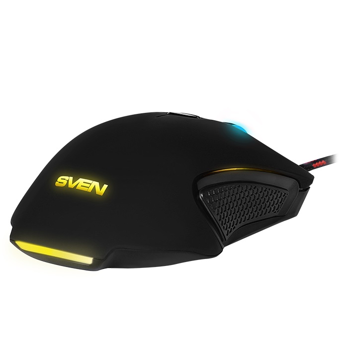 SVEN RX-G955 Gaming, Optical Mouse, 600-4000 dpi, 7+1 buttons (scroll wheel),  DPI switching modes, Two navigation buttons (Forward and Back), RGB backlight, Soft Touch coating, USB, Black photo 4