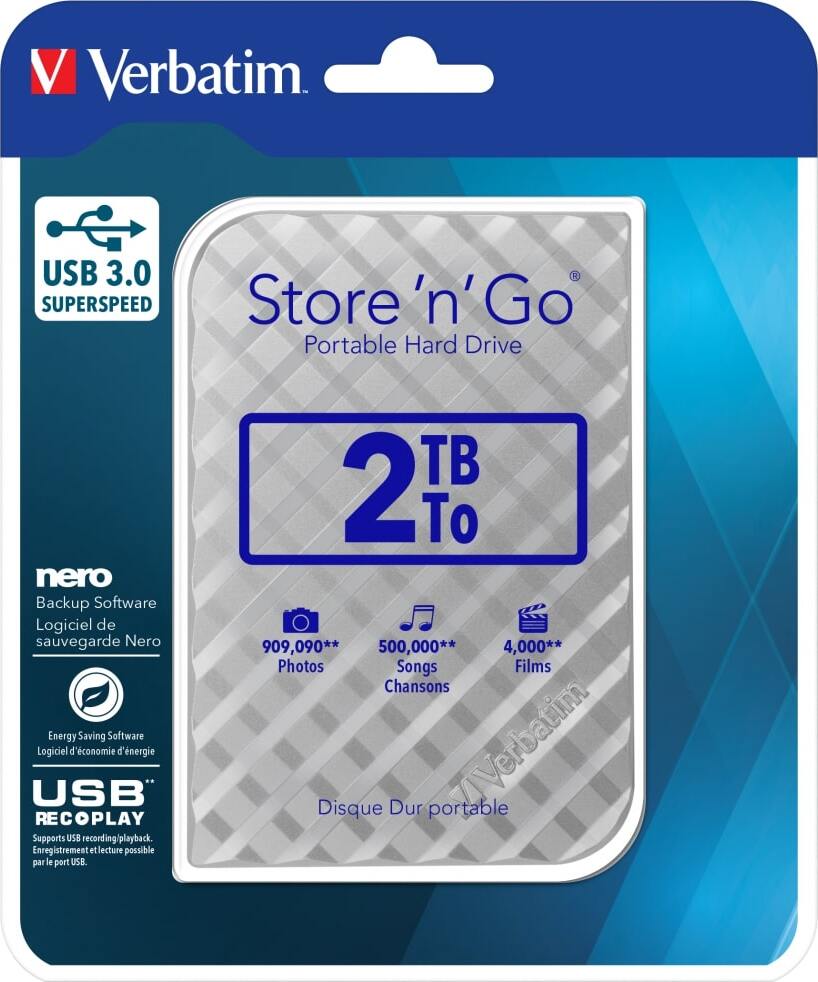 2.5” Внешний HDD Verbatim ”Store 'n' Go” / USB3.0 / 2.0TB / Silver photo 4