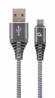 Cable USB2.0/Type-C Premium cotton braided - 2m - Cablexpert CC-USB2B-AMCM-2M-WB2, Spacegrey/White, USB 2.0 A-plug to type-C plug, blister