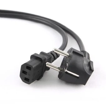 Power cord PC-186-VDE-3M, 3m, Schuko input and right angled C13 output, with VDE approval, Black