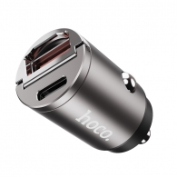USB автомобильное зарядное устройство HOCO DZ1 PLUS / 2 x USB charger, Total output: 5V/4.8A / up to PD3.0 / QC3.0 / Super mini car charger / Silver thumbnav 3