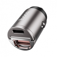 USB автомобильное зарядное устройство HOCO DZ1 PLUS / 2 x USB charger, Total output: 5V/4.8A / up to PD3.0 / QC3.0 / Super mini car charger / Silver thumbnav 4