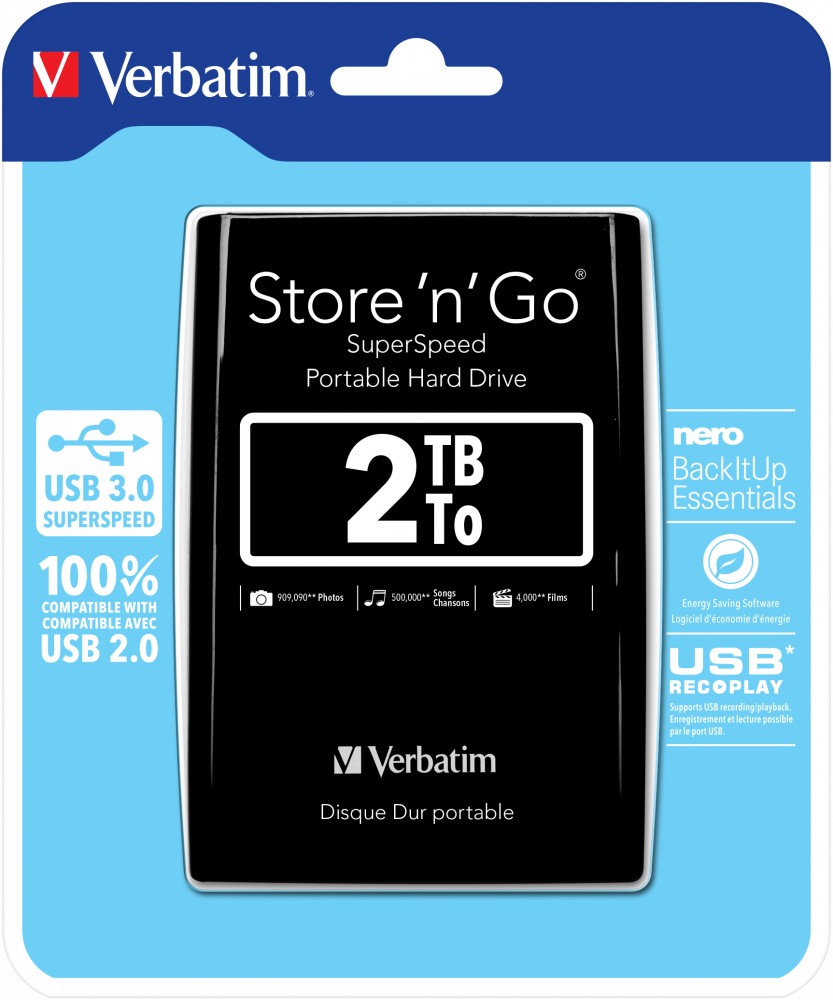2.5” HDD Extern Verbatim Store 'n' Go G1 / USB3.0 / 2.0TB / Black photo 8