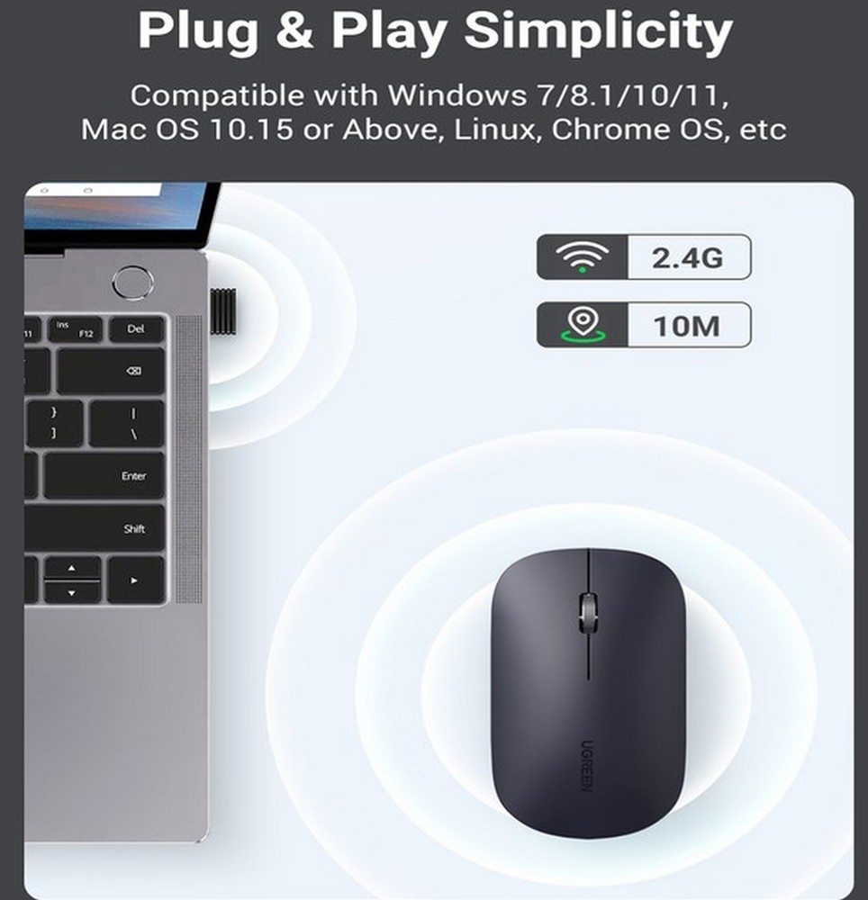 Mouse fara fir UGREEN Slim Silent Negru / Optic / Negru photo 3