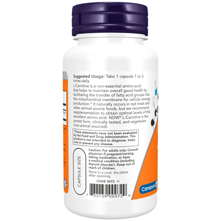 Карнитин Now Sports L-Carnitine, Veg Capsules photo 3