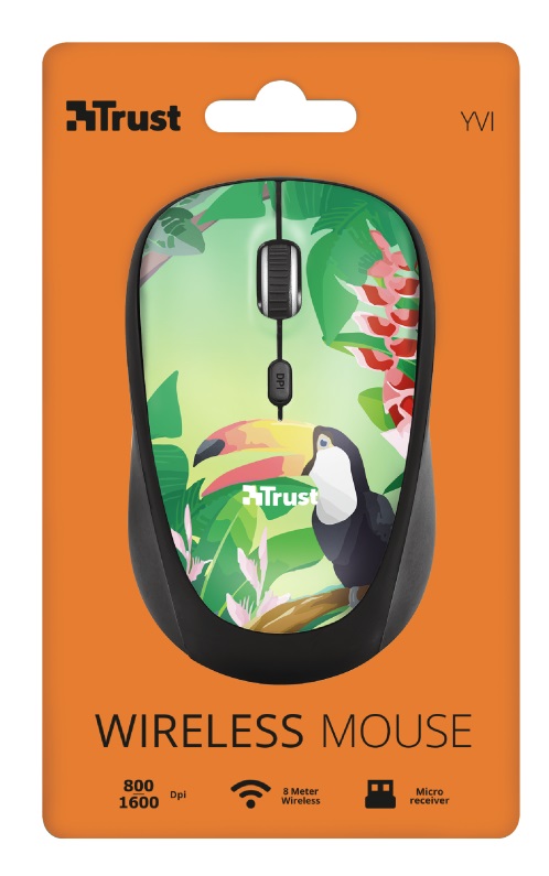 Trust Yvi Toucan Wireless Mouse, 8m 2.4GHz, Micro receiver, 800-1600 dpi, 4 button, Rubber sides for comfort and grip, USB photo 1
