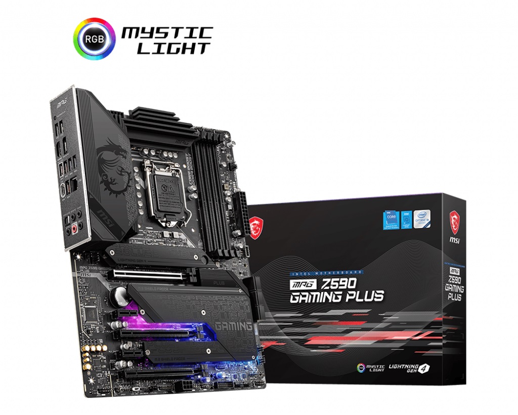 MSI MPG Z590 GAMING PLUS, Socket 1200, Intel® Z590 (11/10th Gen CPU), 16Phases, Dual 4xDDR4-5333, CPU Intel iGPU, HDMI, DP, 3xPCIeX16 4.0, 6xSATA3, RAID, 2xPCIeX1, 3xM.2 4.0, ALC4080, SPDIF, 2.5GbE LAN, 5xUSB3.2 Gen2(A+C), 4xUSB3.2, Mystic RGB, ATX photo 1