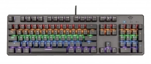 Trust Gaming GXT 865 ASTA  MECHANICAL KEYBOARD, US, quick responding switches, 7 color modes and gaming mode function, 1.8m,  USB, Black