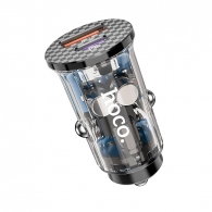 USB Car Charger - HOCO "DZ3 MAX", 1 x USB + 1 x USB-C charger, USB-A: 22.5W / USB-C: 20W, Total output: 42W, up to PD3.0 / QC3.0, Transparent thumbnav 1
