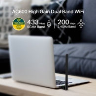 TP-LINK Archer T2U Plus AC600 Wireless Dual Band USB Adapter, 433Mbps on 5GHz + 150Mbps on 2.4GHz, 802.11a/b/g/n/ac, High Gain, 1 fixed Antenna thumbnav 3