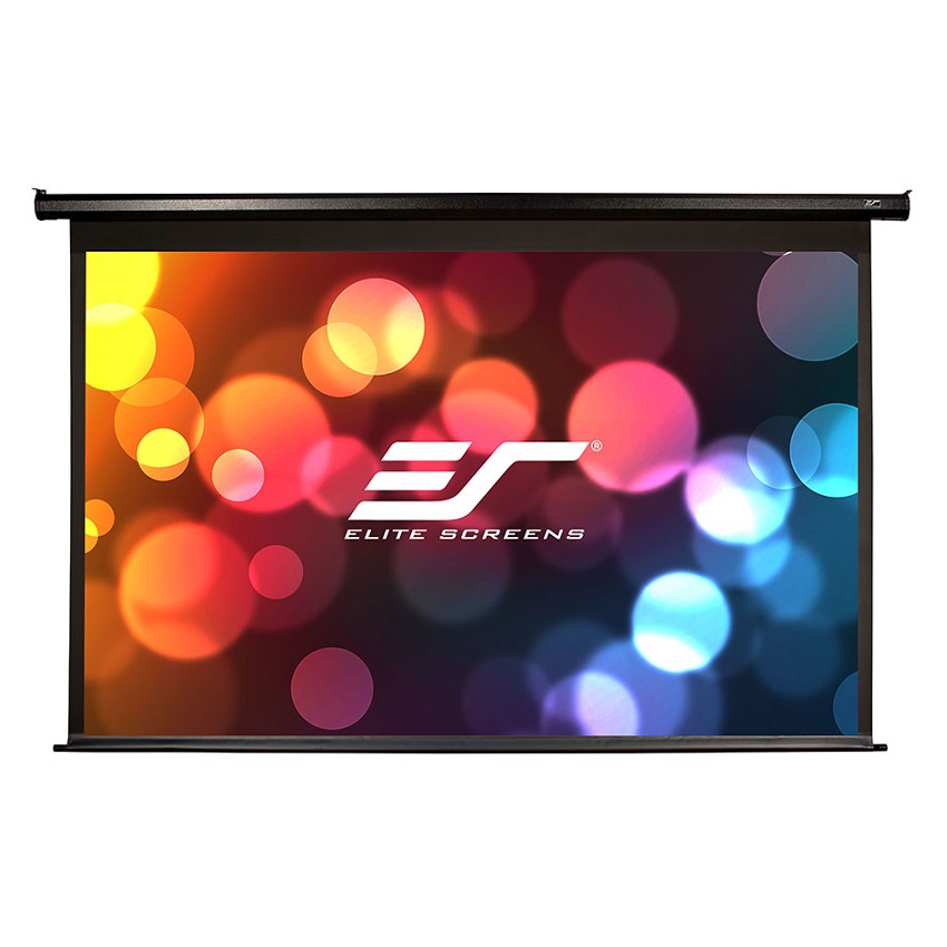 Elite Screens 135" (16:9) 299 x 168 cm, Electric Projection Screen, VMAX2 Series with IR/Low Voltage 3-way wall box, TopDrop 15cm, Black photo 1