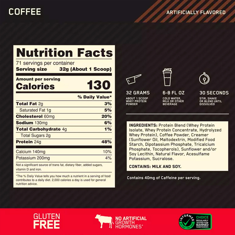 Протеины Optimum Nutrition ON 100% WGS GF COFFEE 5LB/2.27 кг photo 2