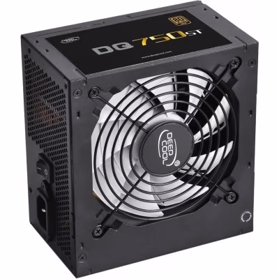PSU DEEPCOOL "DQ750ST", 750W, ATX12V V2.4, 80 PLUS® Gold, Active PFC, 120mm FDB Bearing fan with PWM / Silent fan with temperature control fuction, Double Layer EMI Filter, +12V (62A), 20+4 Pin, 1xCPU(4+4Pin), 5x SATA, 4xPCI-E(6+2pin), 3x Peripheral, OVP  