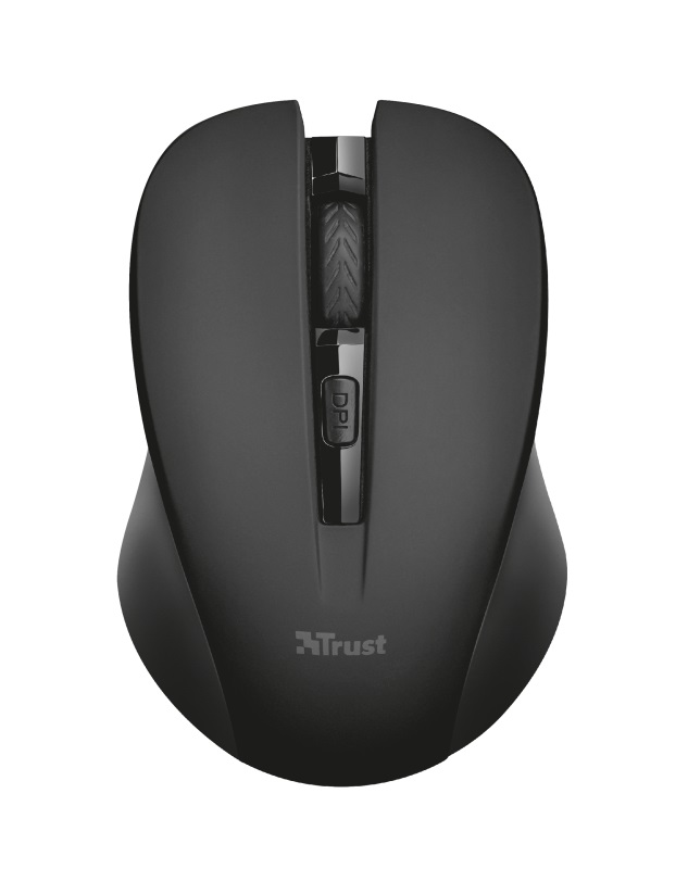 Trust Mydo Black Wireless Mouse, Silent Click, 10m  2.4GHz, Micro receiver, 1000 - 1800 dpi, 4 button, USB photo 1