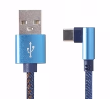 Cable Type-C 1m - CC-USB2J-AMCML-1M-BL, Premium jeans (denim) Type-C USB cable with metal connectors, 1 m, blue, angled