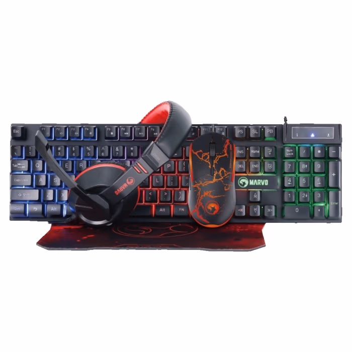 MARVO "CM409" Marvo Combo Keyboard+Mouse+Mousepad+Headset CM409 Gaming Kit Rainbow 