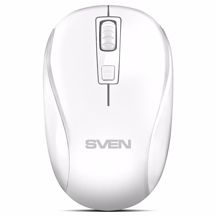 SVEN RX-255W Wireless, Optical Mouse, 2.4GHz, Nano Receiver, 800/1200/1600 dpi, DPI resolution switch, symmetric shape, USB, White 