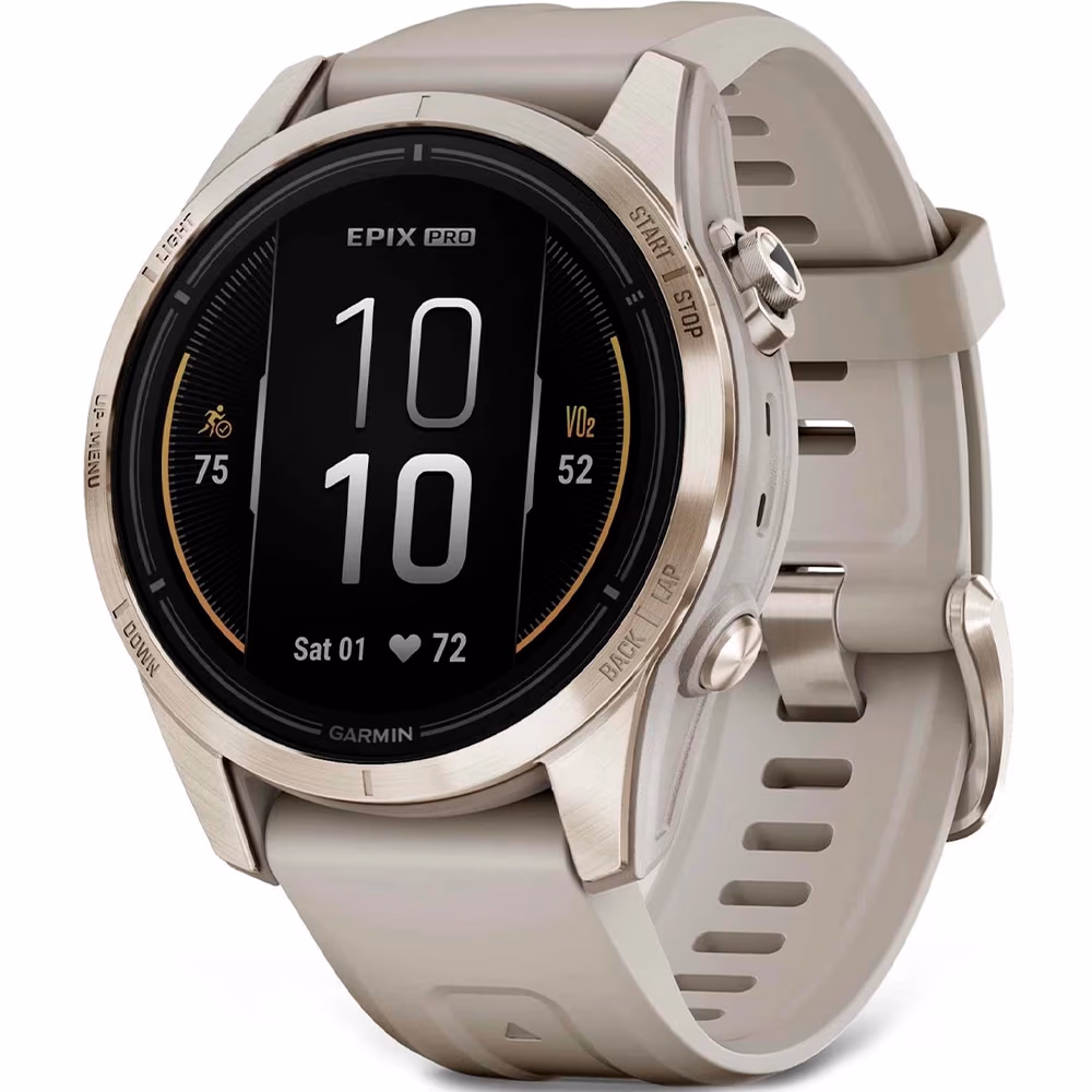 Garmin Epix Pro (Gen 2), 42mm, Sapphire, Soft Gold with Light Sand Band 