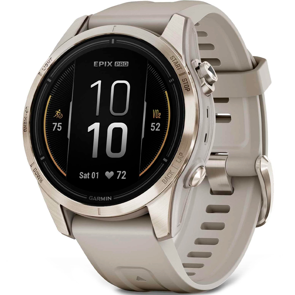 Garmin Epix Pro (Gen 2), 42mm, Sapphire, Soft Gold with Light Sand Band photo 1