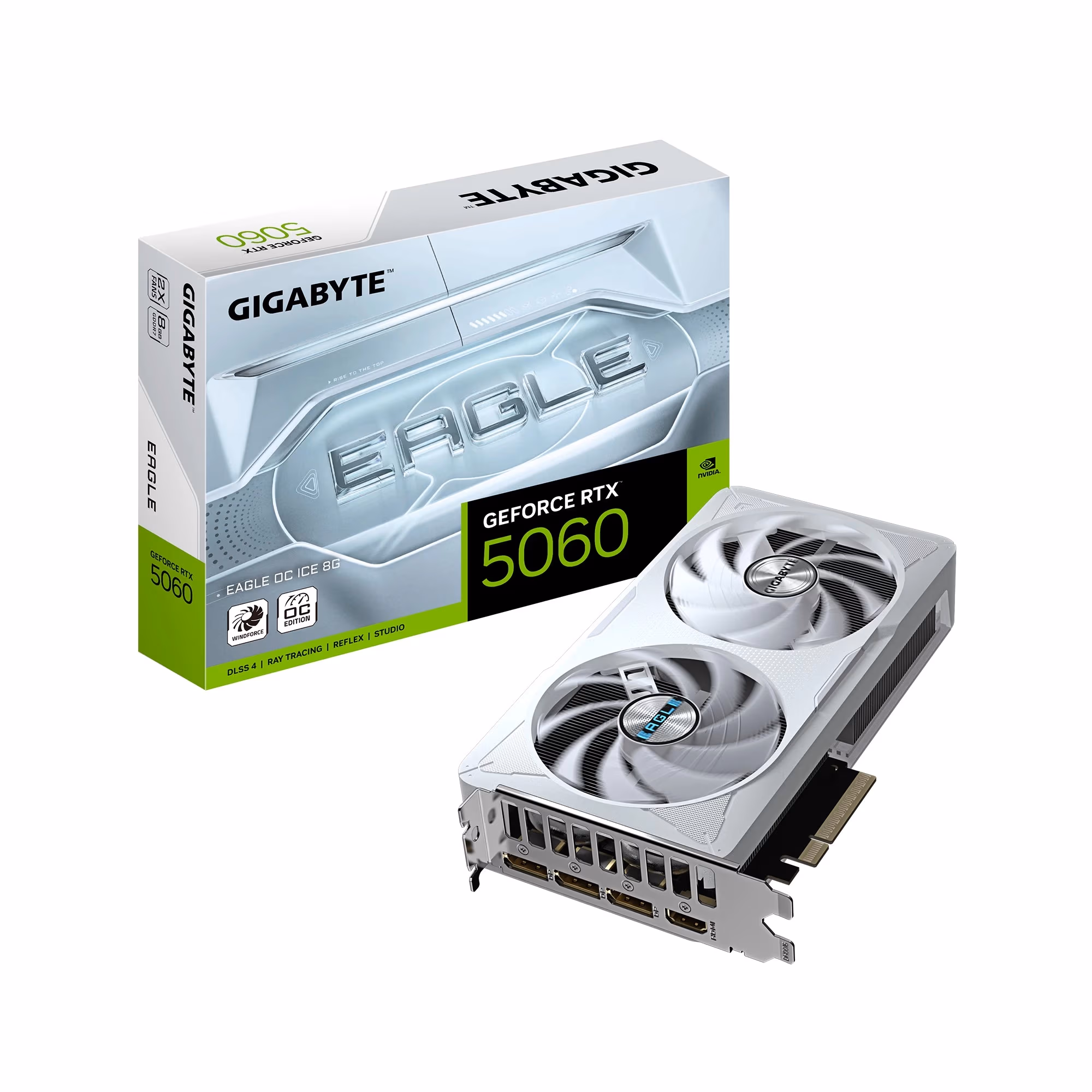 Видеокарта GIGABYTE GeForce RTX 5060 EAGLE OC ICE 8G / 8GB / GDDR7 / 128bit