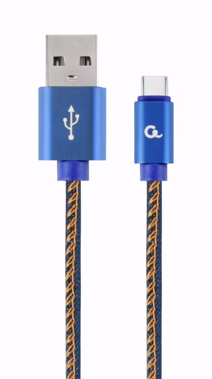 Cable Type-C 1m - CC-USB2J-AMCM-1M-BL, Premium jeans (denim) Type-C USB cable with metal connectors, 1 m, Blue