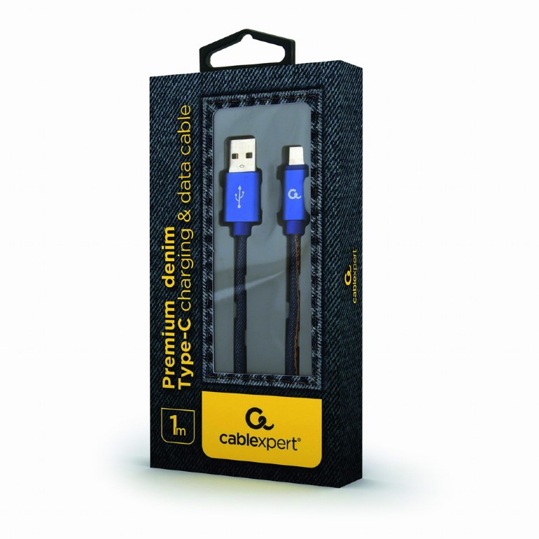 Cable Type-C 1m - CC-USB2J-AMCM-1M-BL, Premium jeans (denim) Type-C USB cable with metal connectors, 1 m, Blue photo 2