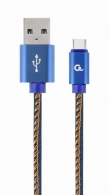 Cable Type-C 1m - CC-USB2J-AMCM-1M-BL, Premium jeans (denim) Type-C USB cable with metal connectors, 1 m, Blue thumbnav 1