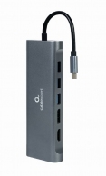 Адаптер 8-in-1 Cablexpert A-CM-COMBO8-01 / USB Type-C 8-in-1 multi-port adapter (Hub3.0 + HDMI + DisplayPort + VGA + PD + card reader + Gigabit LAN port + stereo audio) thumbnav 3