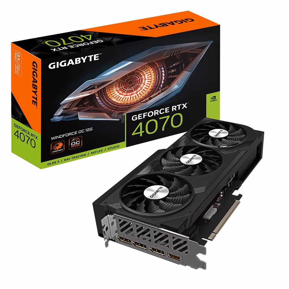 Видеокарта Gigabyte GeForce RTX 4070 WINDFORCE OC 12G / 12GB / GDDR6X / 192bit