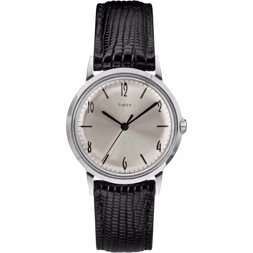 Marlin® Hand-Wound 34mm Leather Strap Watch