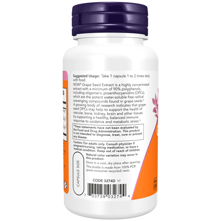 Vitamine Now Foods Extra Strength Grape Seed 250 mg photo 3