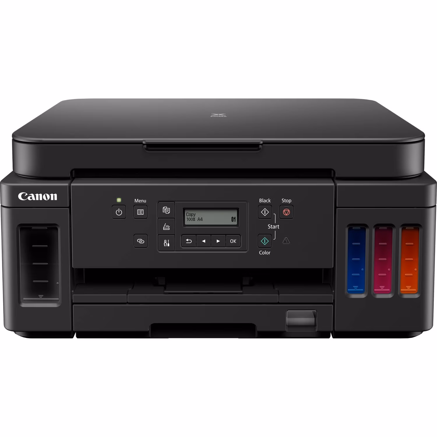 MFD CISS Canon Pixma G6040, Color Printer/Duplex/Scanner/Copier/Network/Wi-Fi, A4, Print 4800x1200dpi_2pl, Scan 1200x2400dpi, ESAT 13/6.8 ipm, LCD display 6.2cm, Tray 350 sheet, 4 ink tanks:(3*GI-40PGBK/,GI-40C,GI-40M,GI-40Y)18k on b/w; 7,7k color;