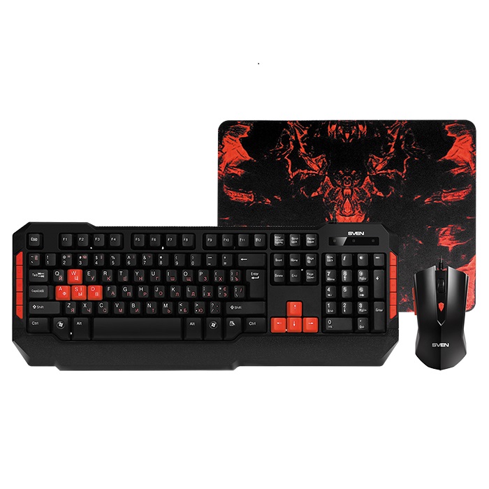 SVEN GS-9000 Gaming Set, Keyboard+Mouse, USB, Black, Rus/Ukr/Eng photo 1