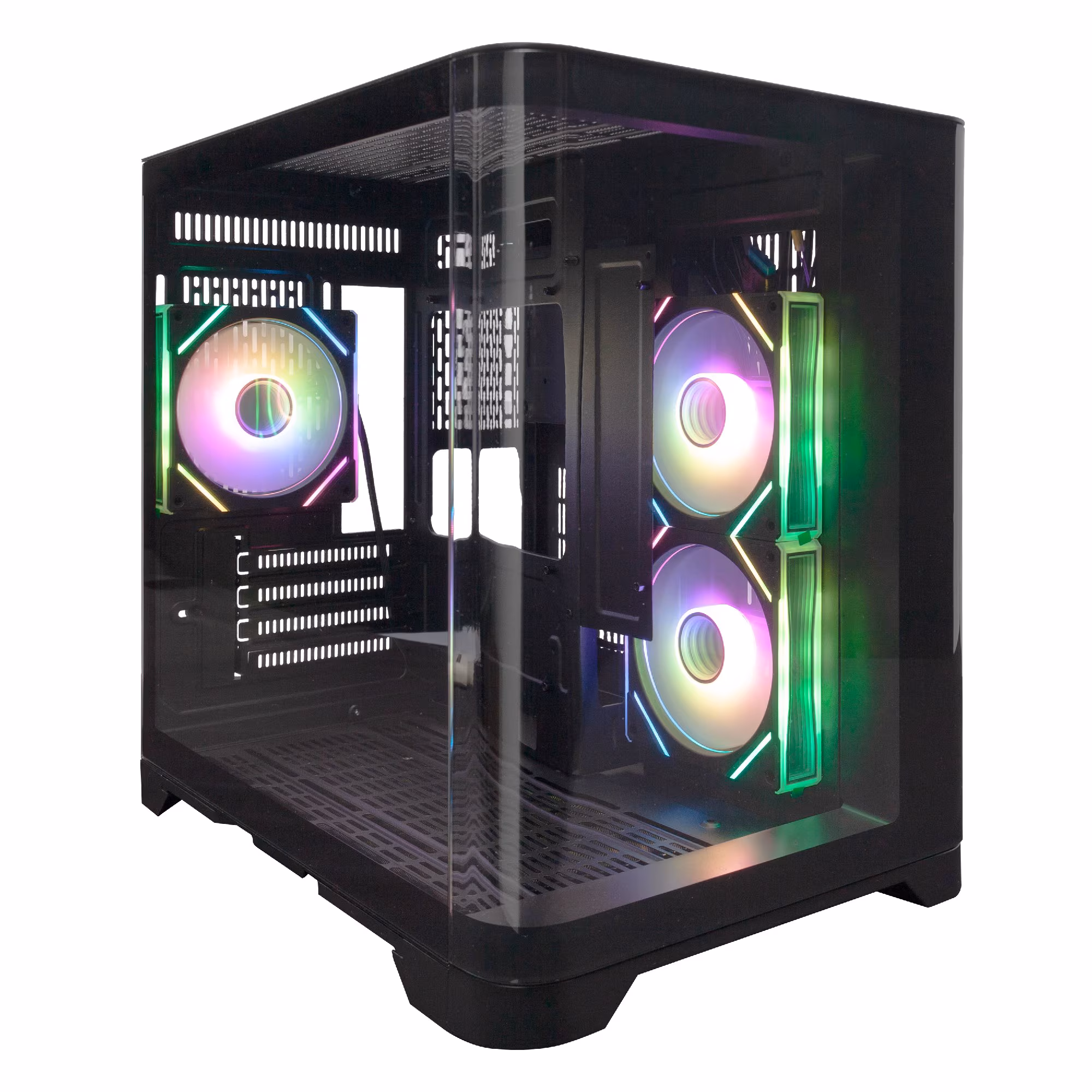 Корпус 1STPLAYER UV5 / no PSU / Side-Window / 3x120mm / mATX / Black
