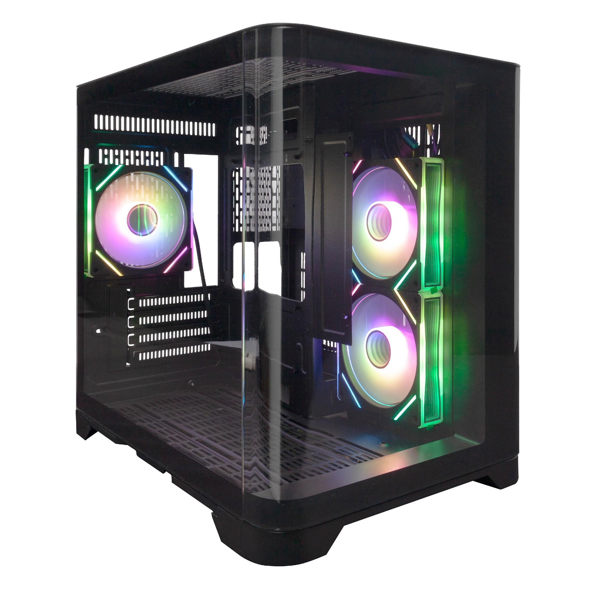 Корпус 1STPLAYER UV5 / no PSU / Side-Window / 3x120mm / mATX / Black photo 1