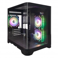 Корпус 1STPLAYER UV5 / no PSU / Side-Window / 3x120mm / mATX / Black thumbnav 1