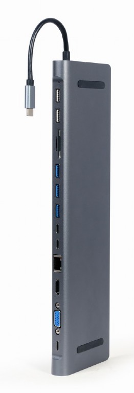 Многопортовый Адаптер Gembird A-CM-COMBO9-01/ USB-C/ 5xUSB-A/ 1xUSB-C/ HDMI/ VGA/ RJ45/ miniJack 3.5mm/ SD/ microSD photo 2
