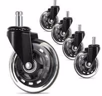 OFFICE CHAIR WHEEL Polyurethane, d.65mm, universal, 5pcs/set, bulk package, Black 