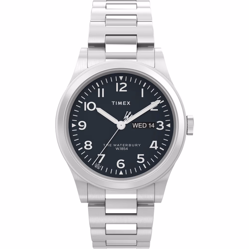 Waterbury Traditional Day Date 39mm Stainless Steel Bracelet Watch