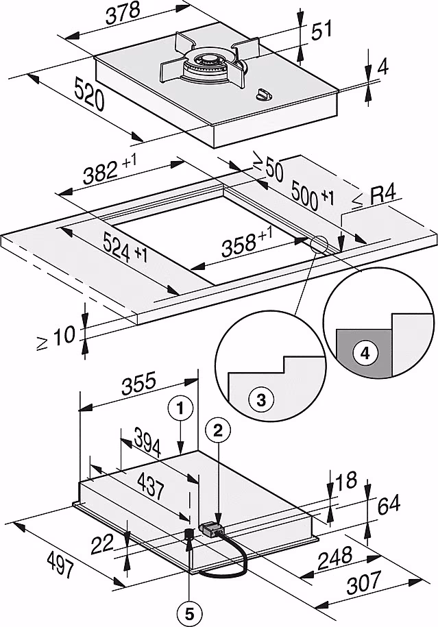 Plita cu gaz incorporabila Miele CS7101-1FL 