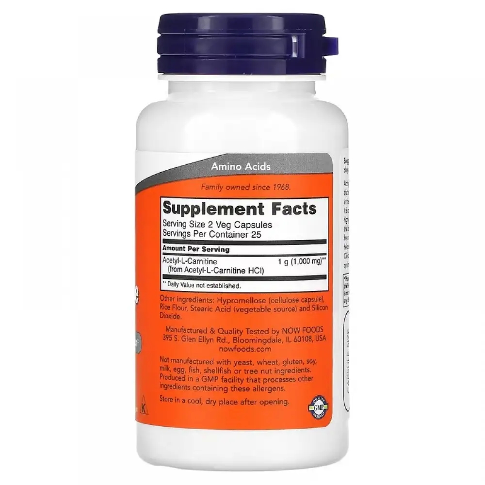 Ацетил-Л-Карнитин Now Sports ACETYL L-CARN 500mg 50 VCAPS photo 3