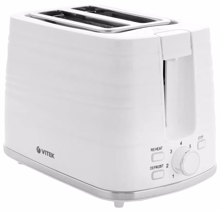 Тостер Vitek VT-1575, 2 тоста, 930 Вт, Белый