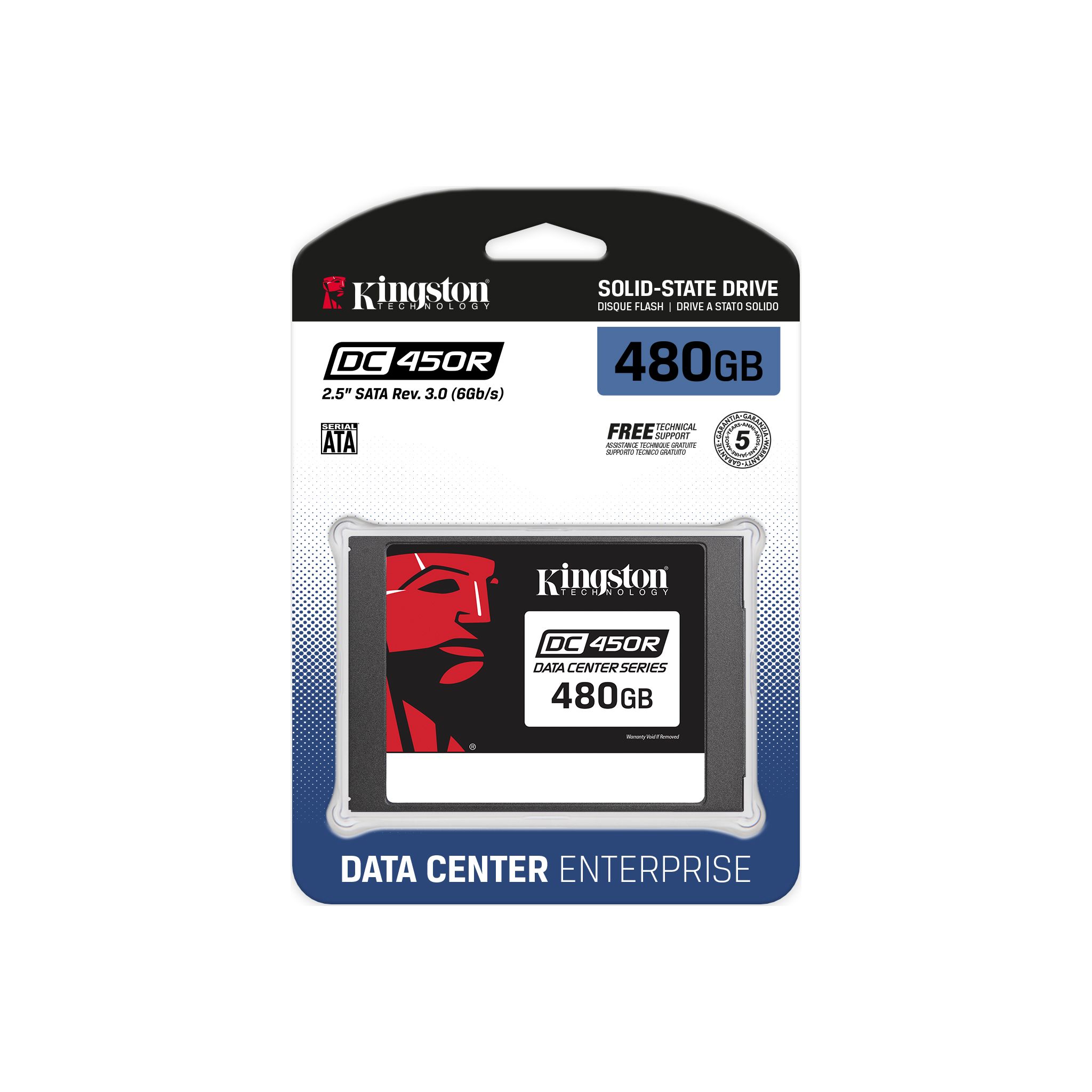 2.5" SSD 480GB  Kingston DC450R Data Center Enterprise, SATAIII, Read-centric, 24/7, SED, Sequential Reads:560 MB/s, Sequential Writes:510 MB/s, Steady-state 4k Read: 99,000 IOPS / Write: 17,000 IOPS, 7mm, Enterprise SMART tools, 3D NAND TLC photo 1