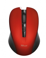 Trust Mydo Red Wireless Mouse, Silent Click, 10m  2.4GHz, Micro receiver, 1000 - 1800 dpi, 4 button, USB thumbnav 1