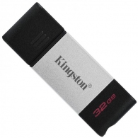 32GB USB-С3.2 Kingston DataTraveler 80, Black/Silver, USB-C, Cap design, Stylish and slim metal & plastic casing fits, Keyring Loop (Read 200 MByte/s) thumbnav 2