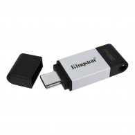 32GB USB-С3.2 Kingston DataTraveler 80, Black/Silver, USB-C, Cap design, Stylish and slim metal & plastic casing fits, Keyring Loop (Read 200 MByte/s) thumbnav 3