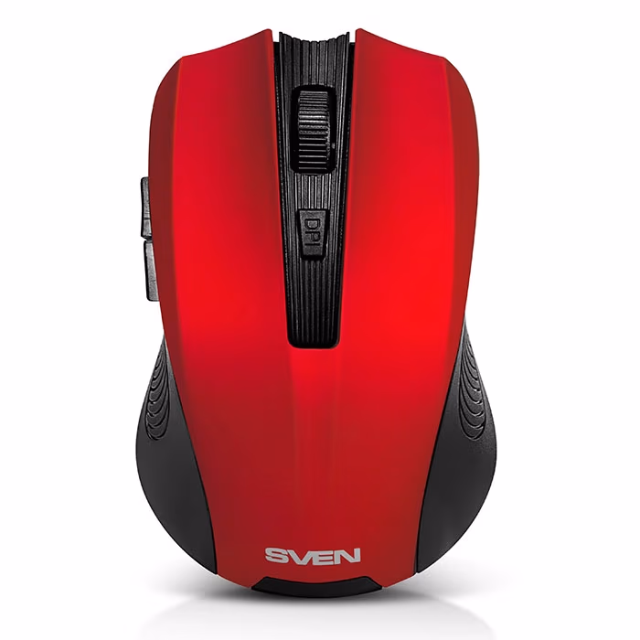 SVEN RX-350W Red Wireless, Optical Mouse, 2.4GHz, 5-buttons, Nano Receiver, 1200/1800 dpi, USB 