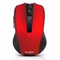 SVEN RX-350W Red Wireless, Optical Mouse, 2.4GHz, 5-buttons, Nano Receiver, 1200/1800 dpi, USB